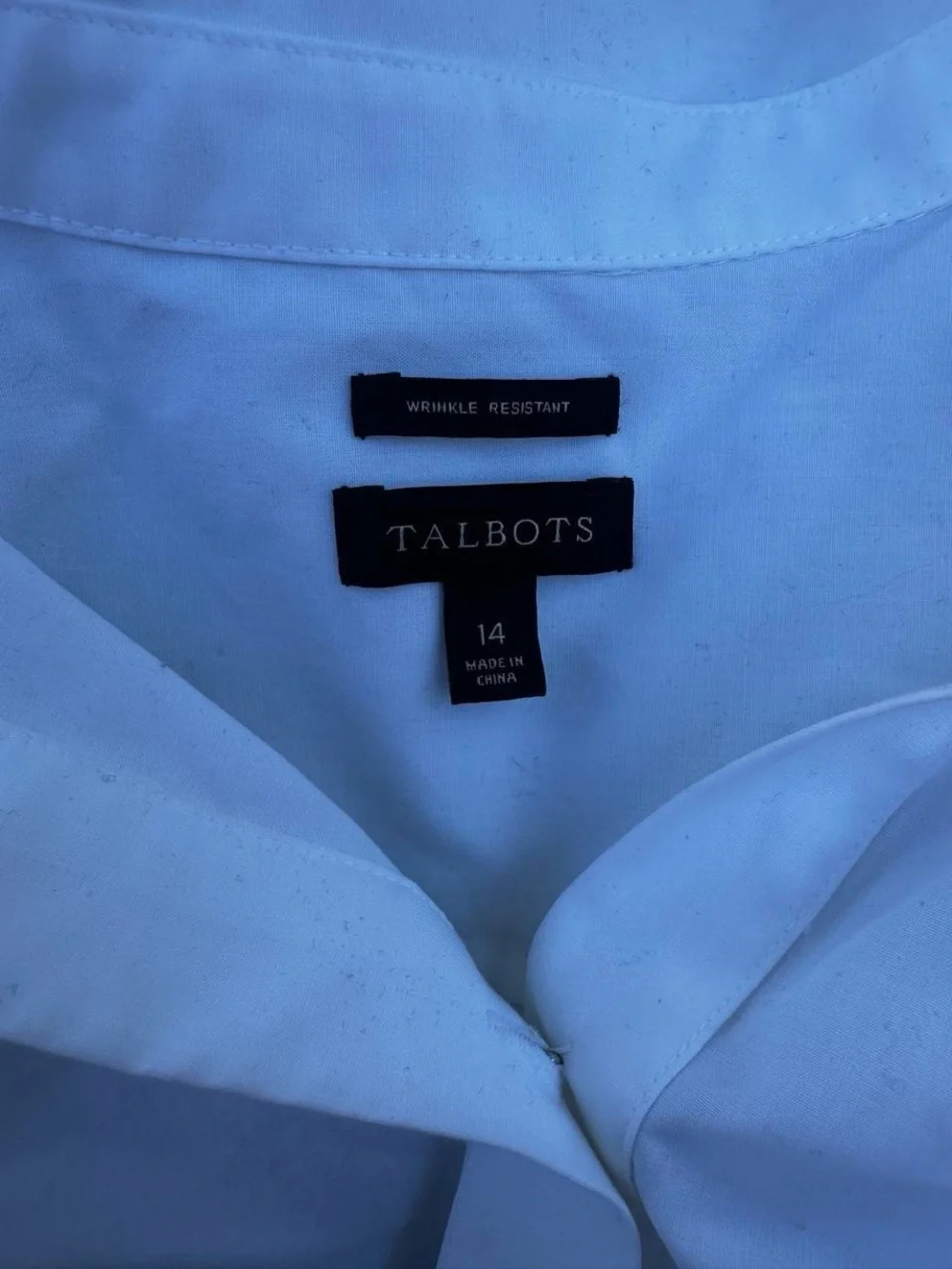 Talbots White Long Sleeve Button-Popover Shirt